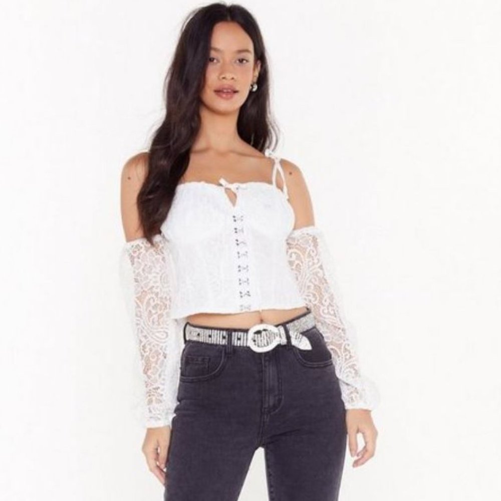 Off-Shoulder Lace Crop Top